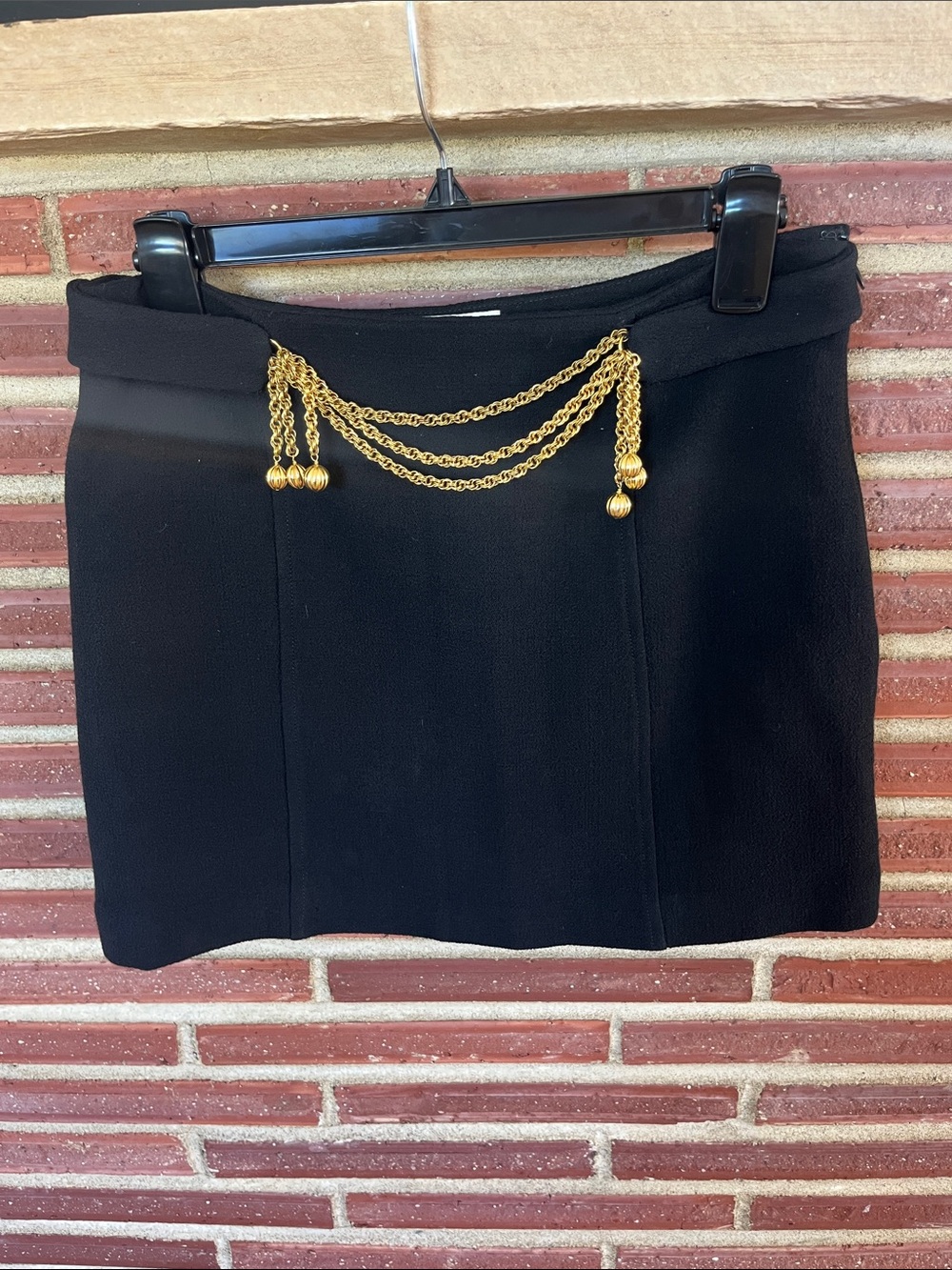 Milly Black Mini Skirt with Gold Chain Detail